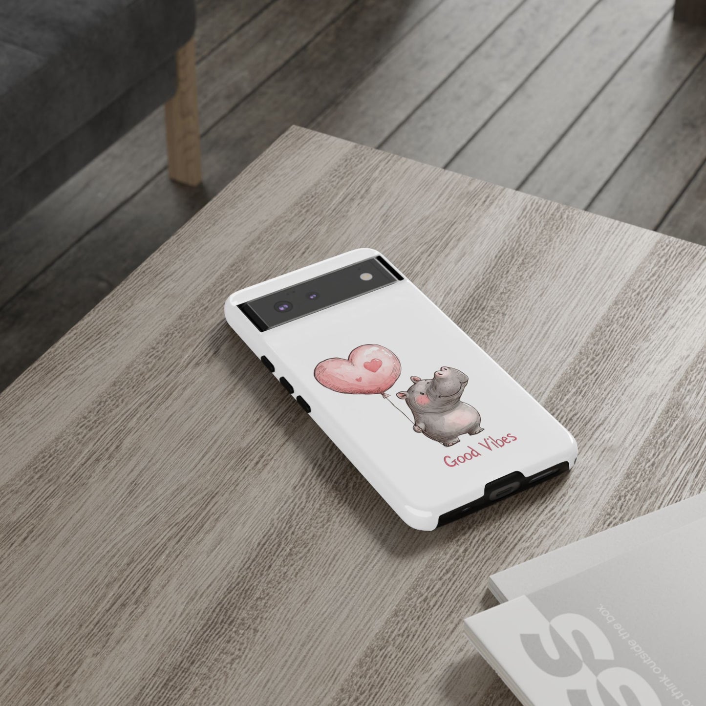 Cute Hippo Phone Case - Good Vibes Design, Animal Lover Gift, Fun Accessory, Birthday Present, Phone Accessories