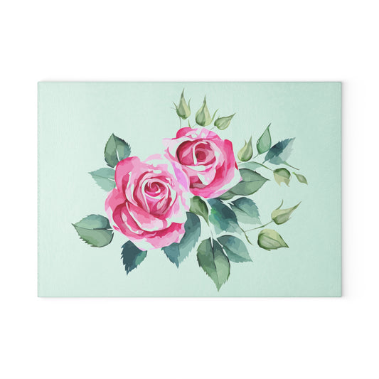 Elegant Floral Glass Cutting Board, Perfect for Kitchen Decor, Housewarming Gift, Wedding Gift, Floral Art, Cooking Accessory