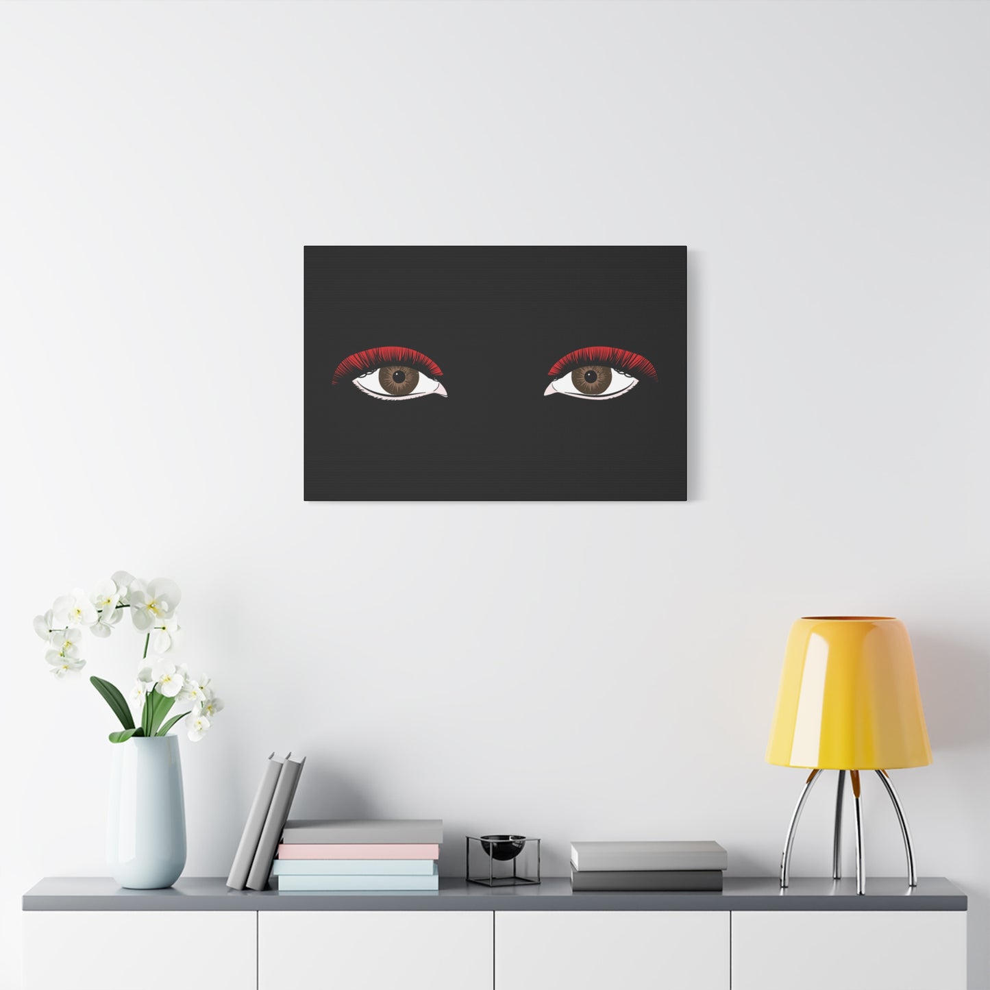 Red Lashes Wall Art Canvas — Glam Eyes Makeup Decor