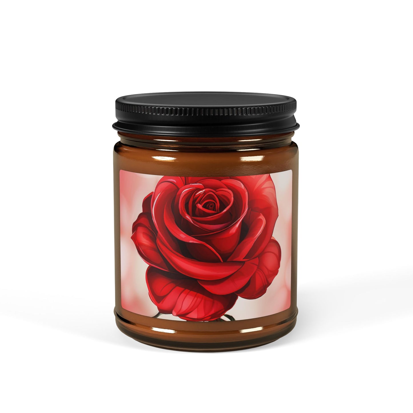 Rose Scented Soy Candle — Amber Jar (Multiple Sizes)