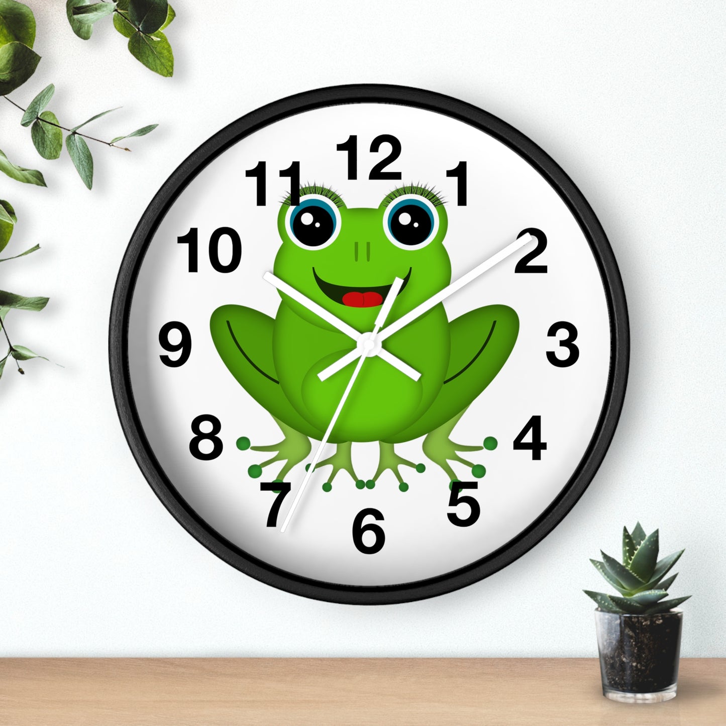 Frog Wall Clock - Whimsical Green Frog Design