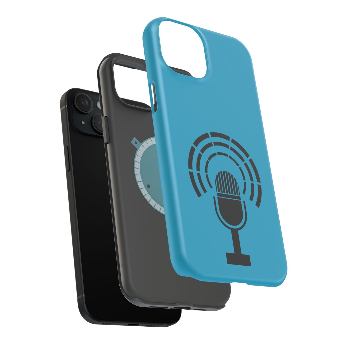 Phone Case — Retro Microphone Podcast Design, Magnetic Impact-Resistant
