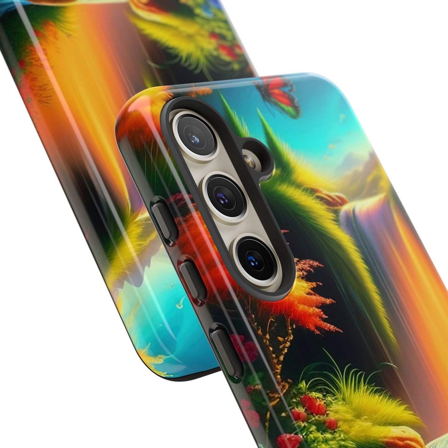 Phone Case - Vibrant Waterfall Landscape with Butterfly | Colorful Nature Protective Case