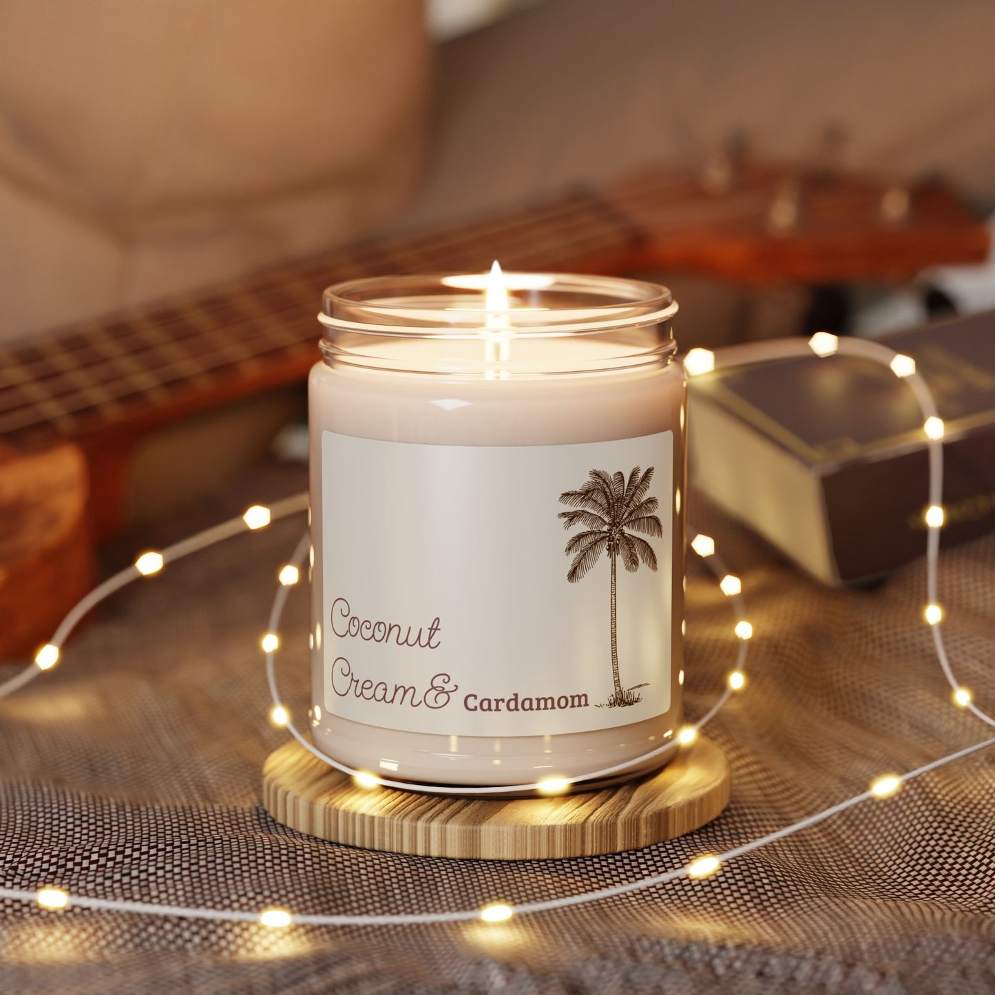 Coconut Cream & Cardamom Soy Candle — 9oz Scented Jar (Tropical, Cozy Home Fragrance)