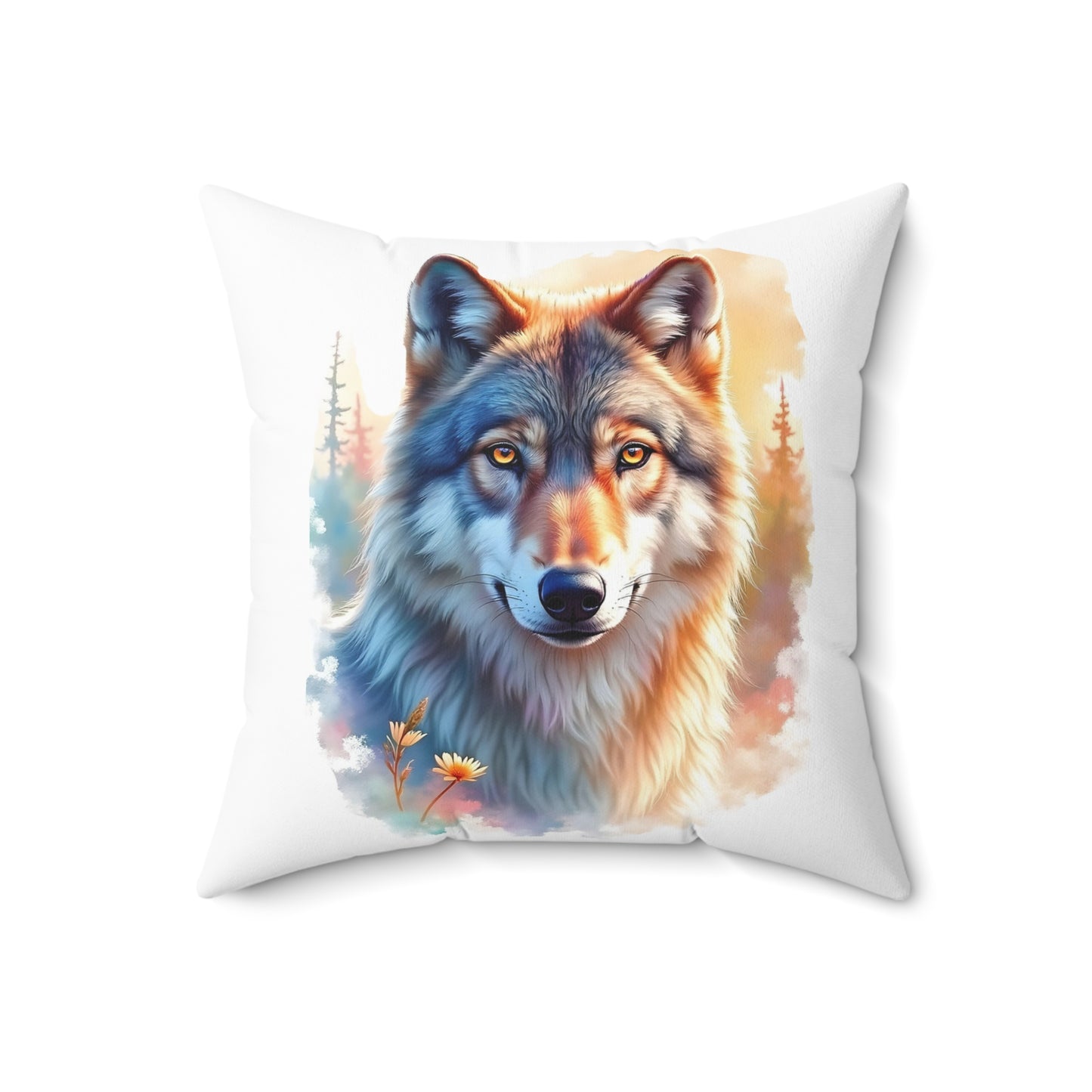 Majestic Wolf Print Pillow
