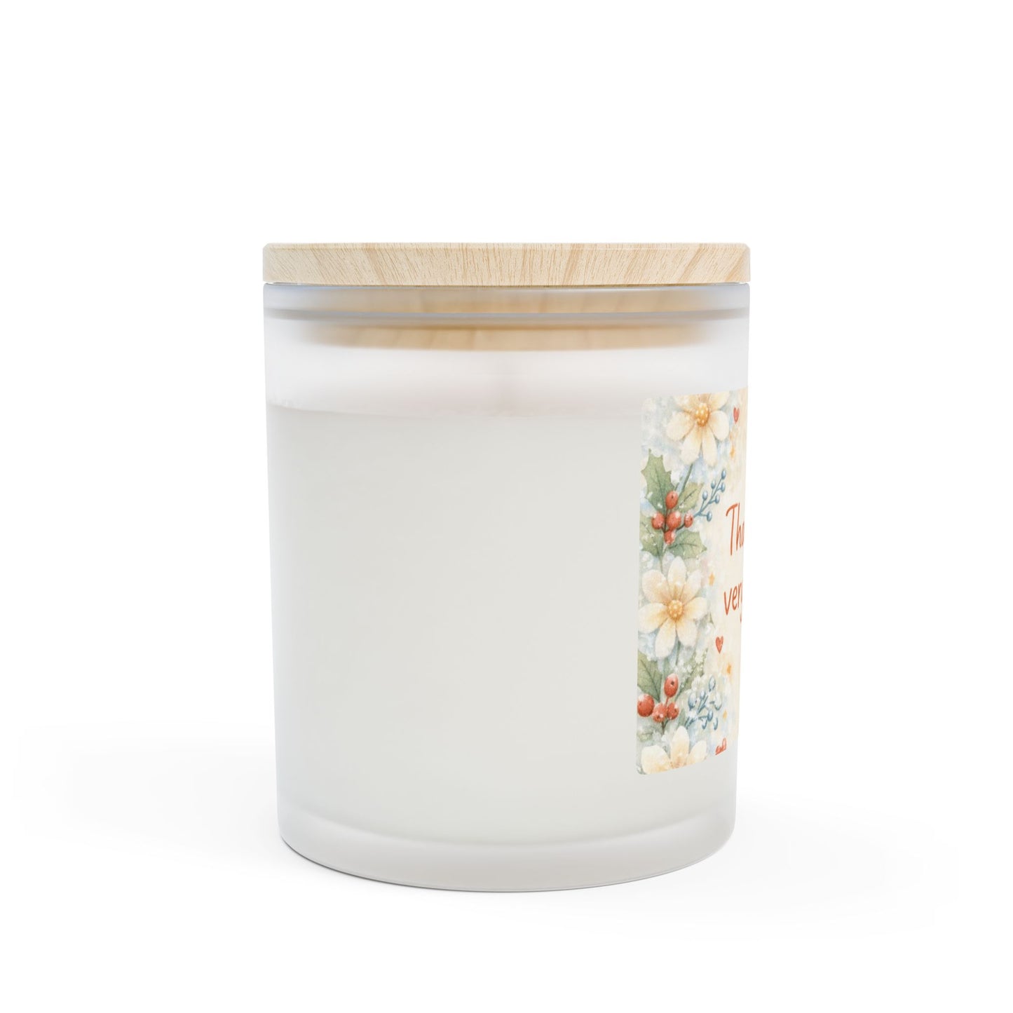 Thank You Floral Candle – Frosted Glass 11oz