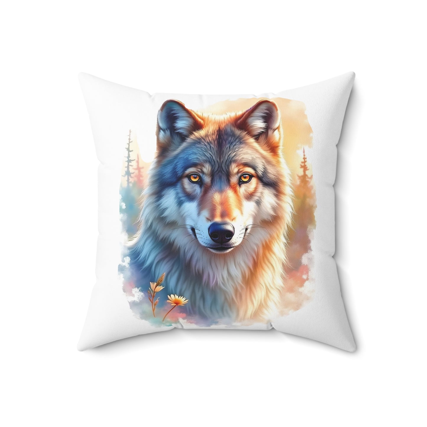 Majestic Wolf Print Pillow