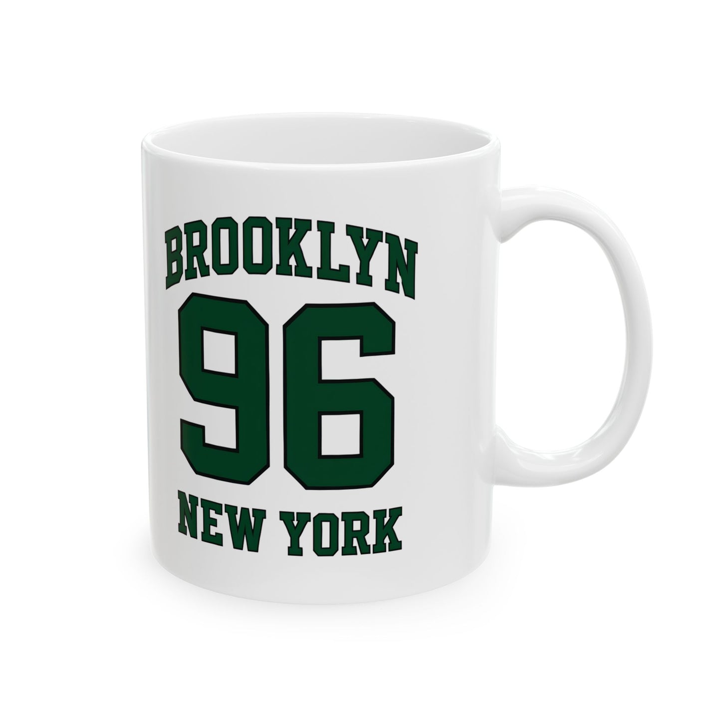 Brooklyn 96 New York Ceramic Mug — Retro Varsity Number Coffee Cup