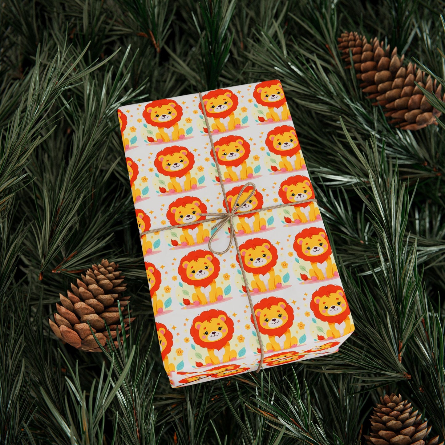 Wrapping Paper — Cute Cartoon Lion Pattern Gift Wrap (Bright Kids Birthday)