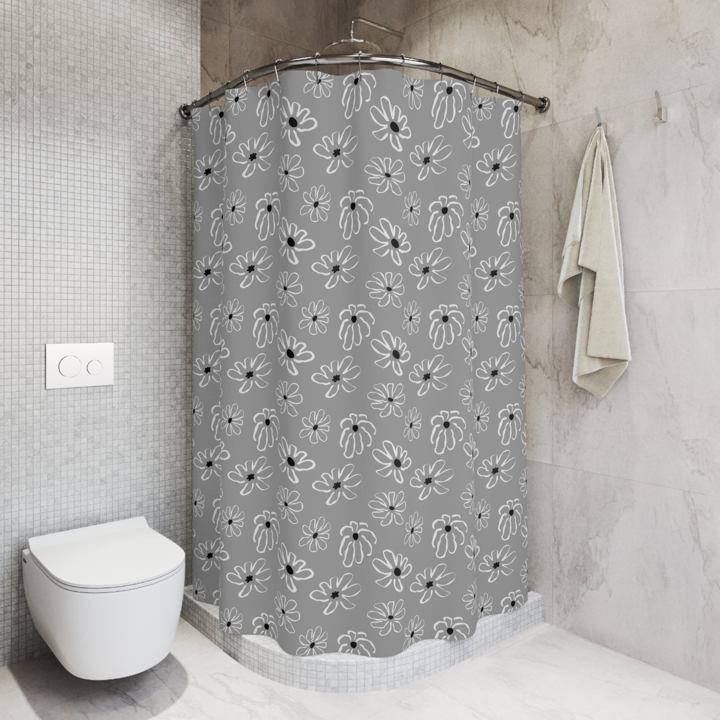 Flower Pattern Shower Curtain, Boho Bathroom Decor, Modern Floral Curtains, Unique Home Accessories, Gift for Her