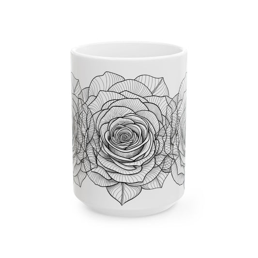 Elegant Floral Ceramic Mug - Perfect for Coffee Lovers, Tea Enthusiasts, Housewarming Gift, Mother's Day Present, Home Decor