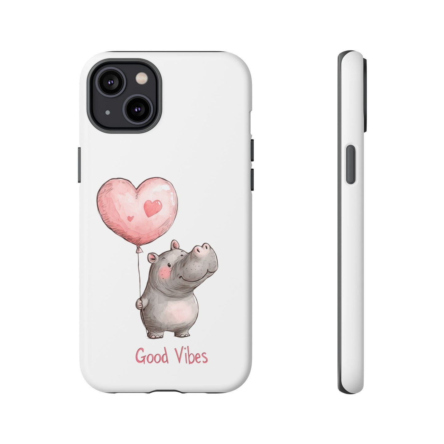 Cute Hippo Phone Case - Good Vibes Design, Animal Lover Gift, Fun Accessory, Birthday Present, Phone Accessories