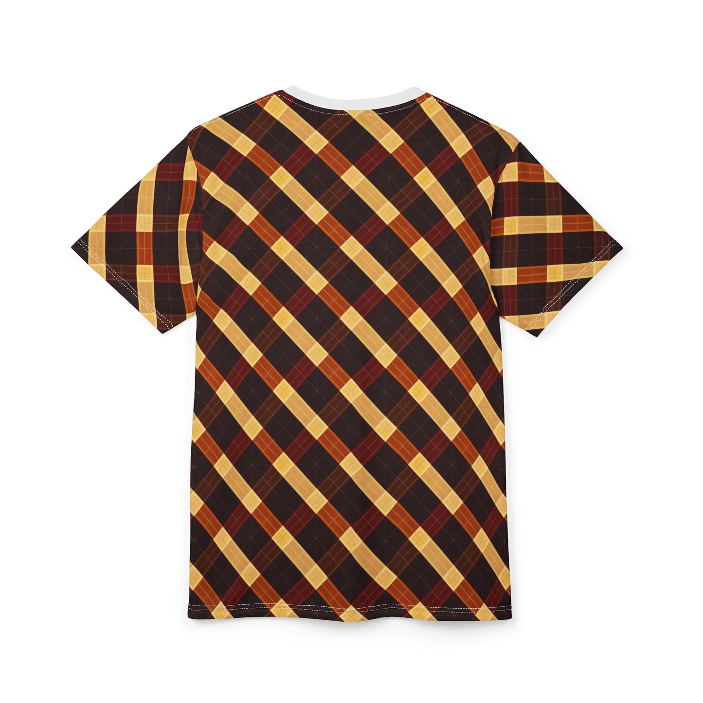 Plaid Diagonal Tee — Autumn Brown & Mustard All-Over Print T-Shirt