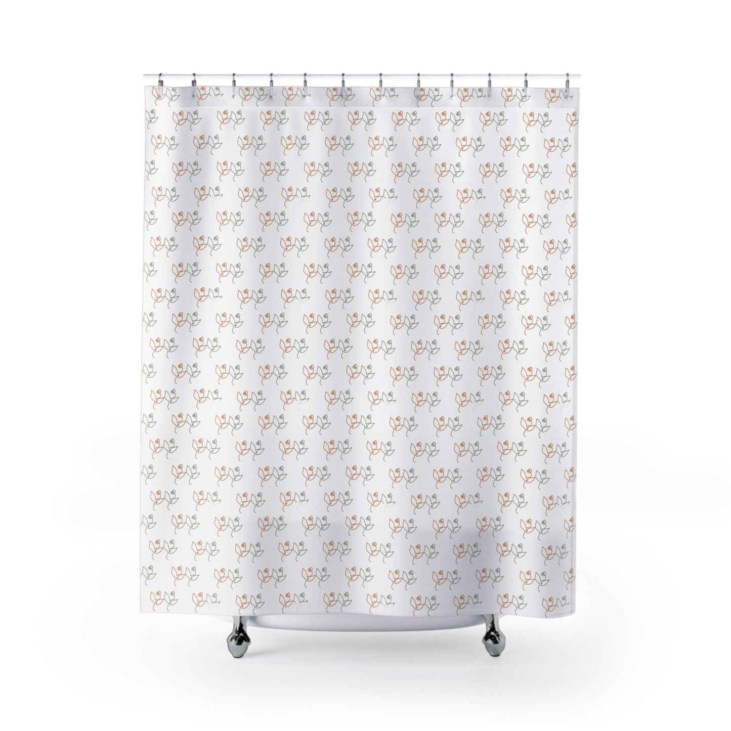Elegant Floral Shower Curtain, Boho Bathroom Decor, Botanical Print, Gifts for Home, Modern Bathroom Accessories