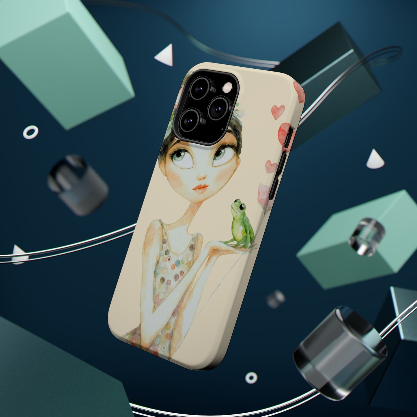 Whimsical Girl with Frog Magnetic Impact Phone Case