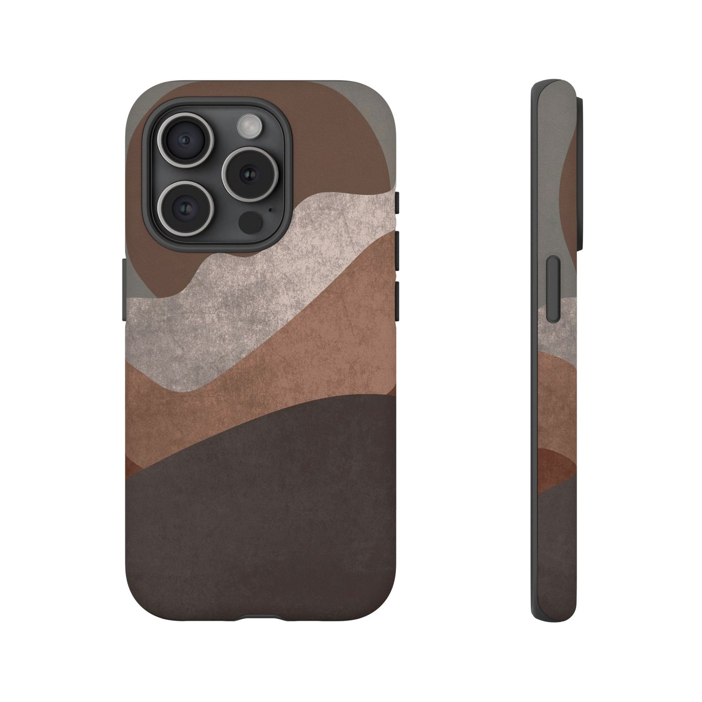 Abstract Earthtone Phone Case — Brown Layered Rugged Tough Case