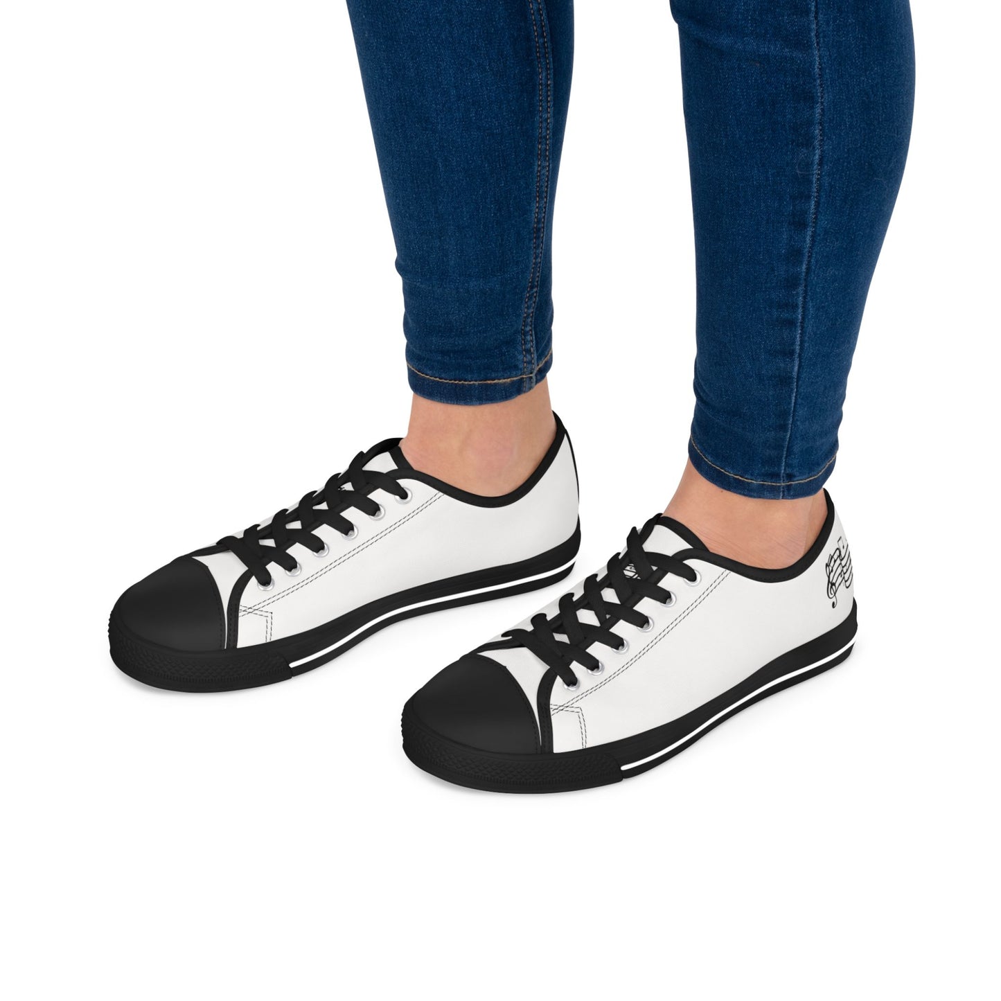 White Low Top Sneakers — Classic Women's Canvas Casual Shoes