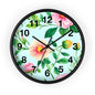 Floral Cottage Wall Clock — Pastel Pink & Green Garden Design