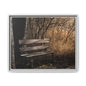 Framed Matte Canvas Print — Autumn Park Bench Photography