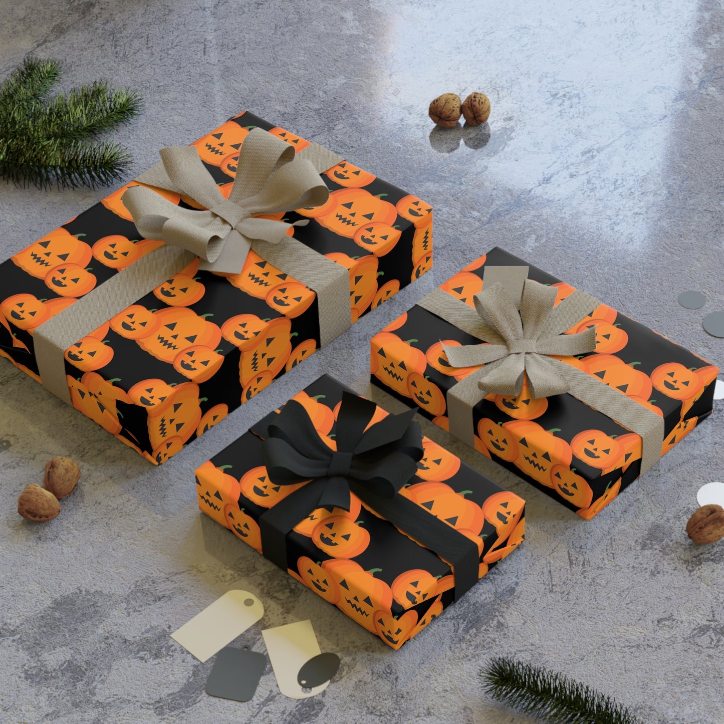 Halloween Gift Wrapping Paper Roll, Festive Pumpkin Design for Halloween, Holiday Gift Wrap, Fall Celebrations, Cute Pumpkin Wrap