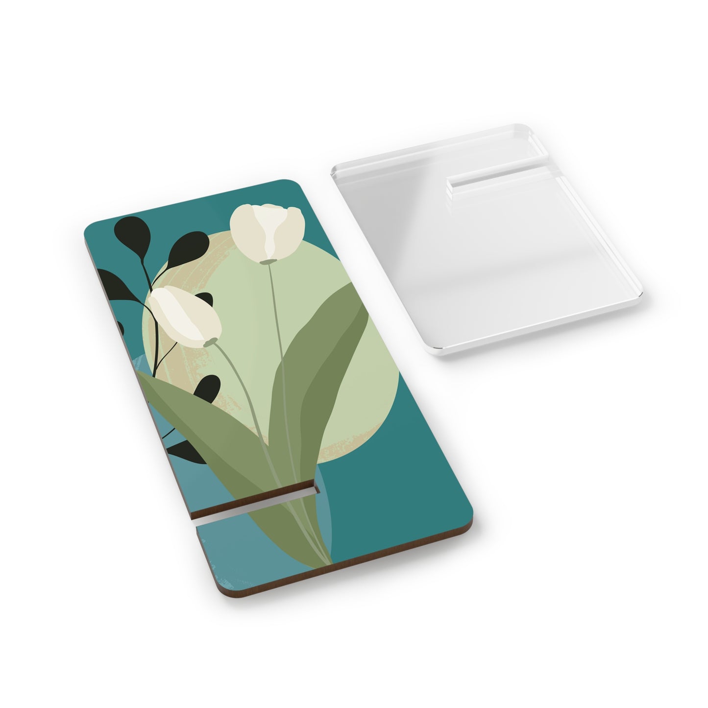 Floral Tulip Smartphone Stand — Portable Mobile Display Stand with Botanical Print