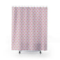 Floral Tile Shower Curtain — Pastel Pink & Mint Geometric Bathroom Decor