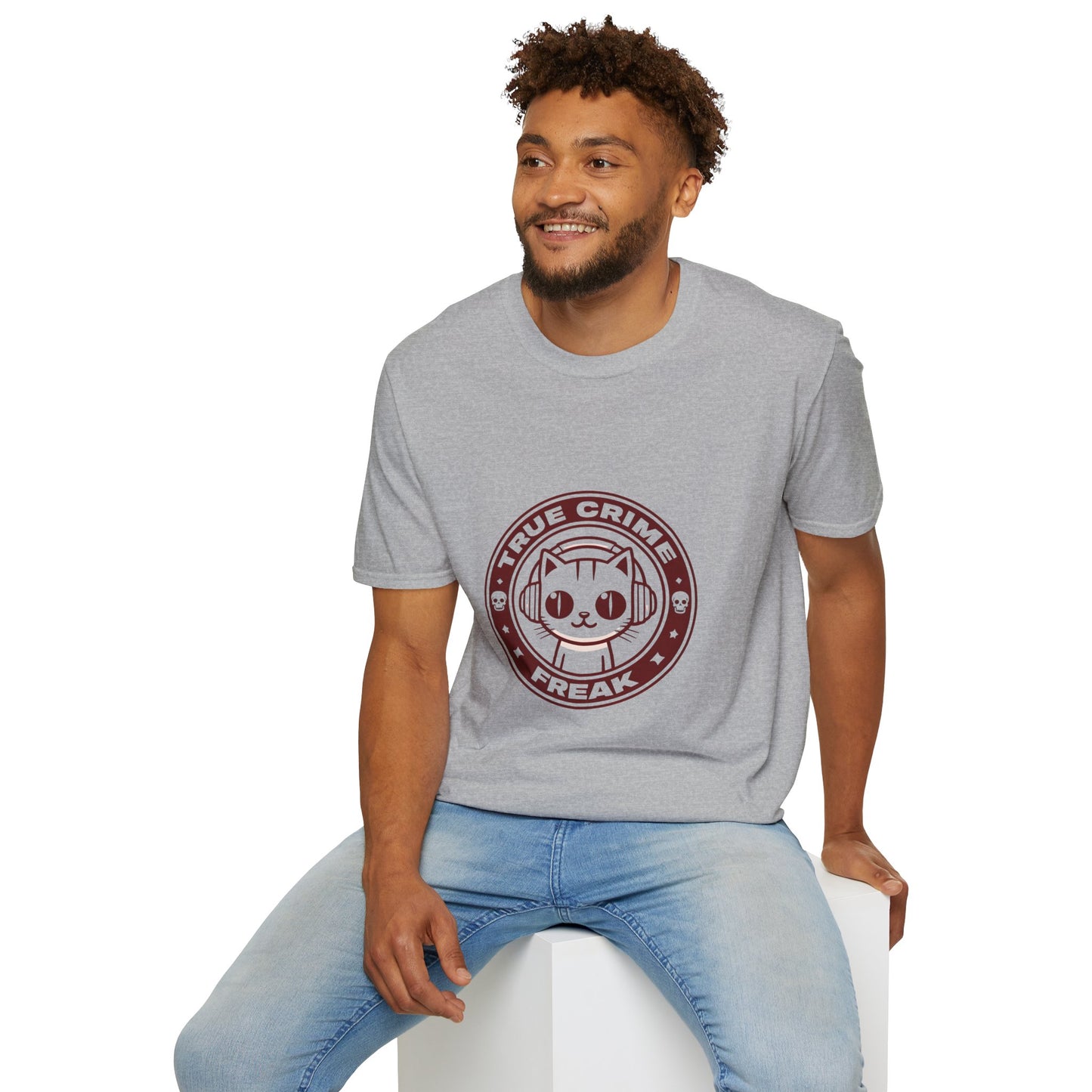 True Crime Freak Cat T-Shirt – Cute Kitty Badge Tee for True Crime Fans