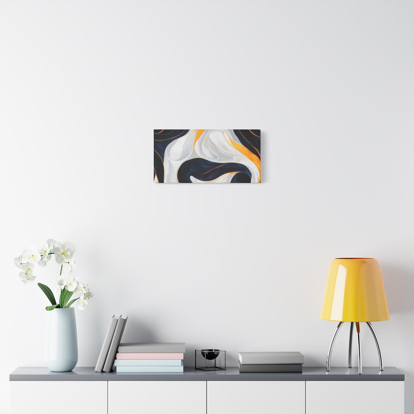 Abstract Navy & Gold Swirl Matte Canvas Wall Art