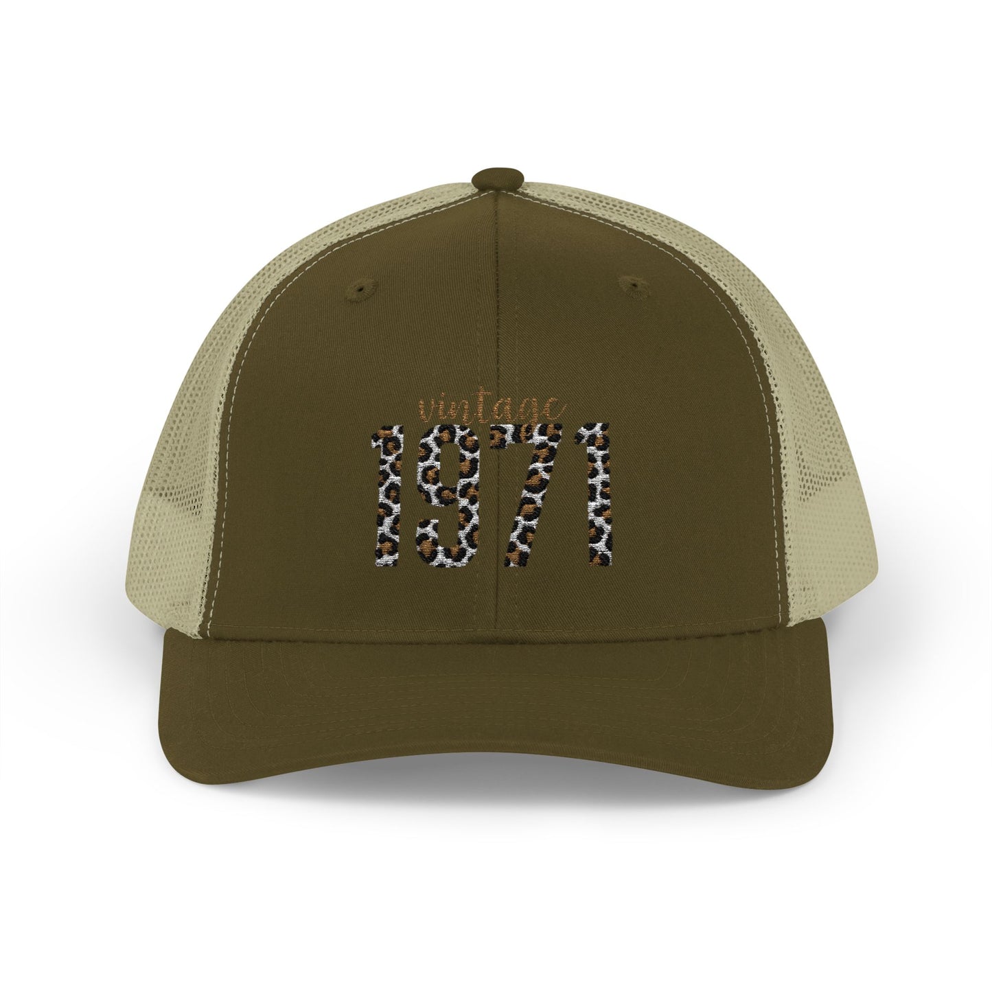 1971 Leopard Print Snapback Trucker Cap — Vintage Born in 1971 Birthday Gift