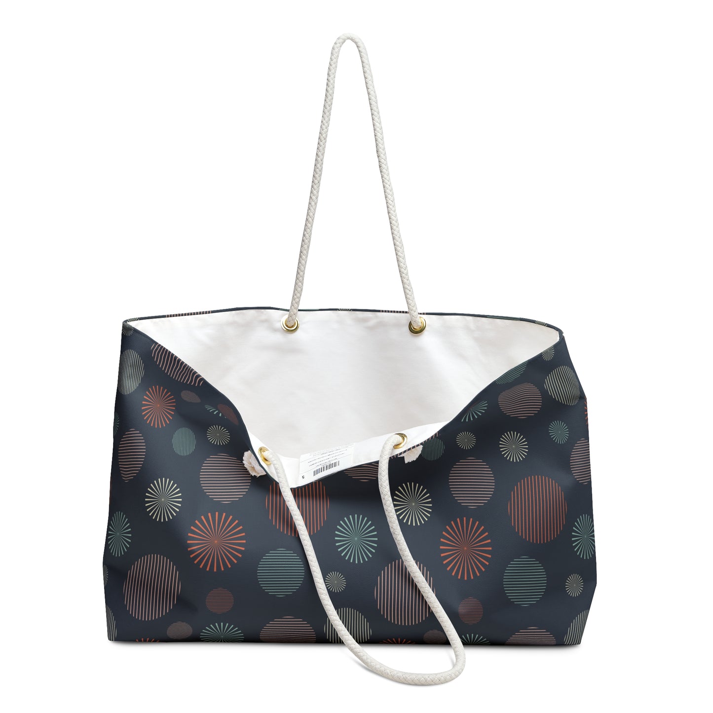 Navy Polka Burst Weekender Bag – Spacious Travel Tote for Weekend Getaways