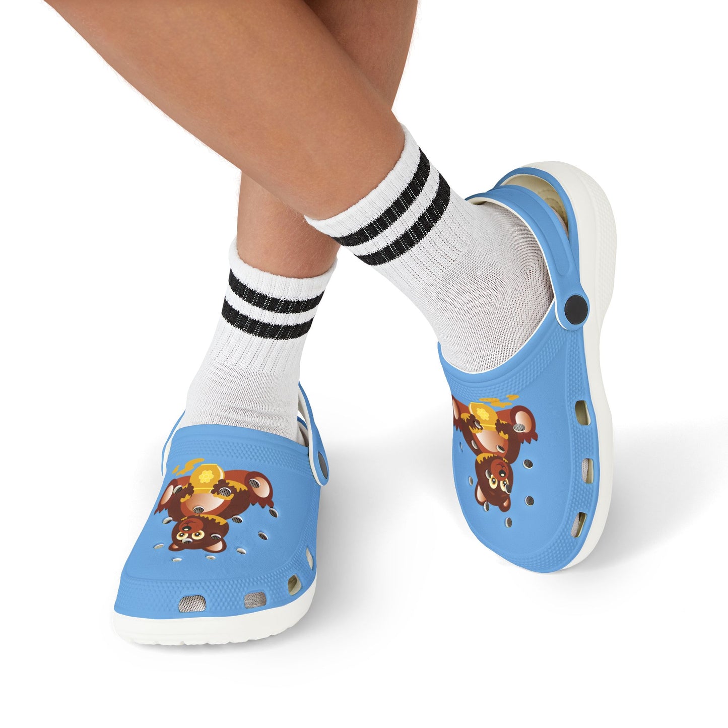 Kids Teddy Bear Honey Clogs — Blue EVA Foam Slip-On Shoes