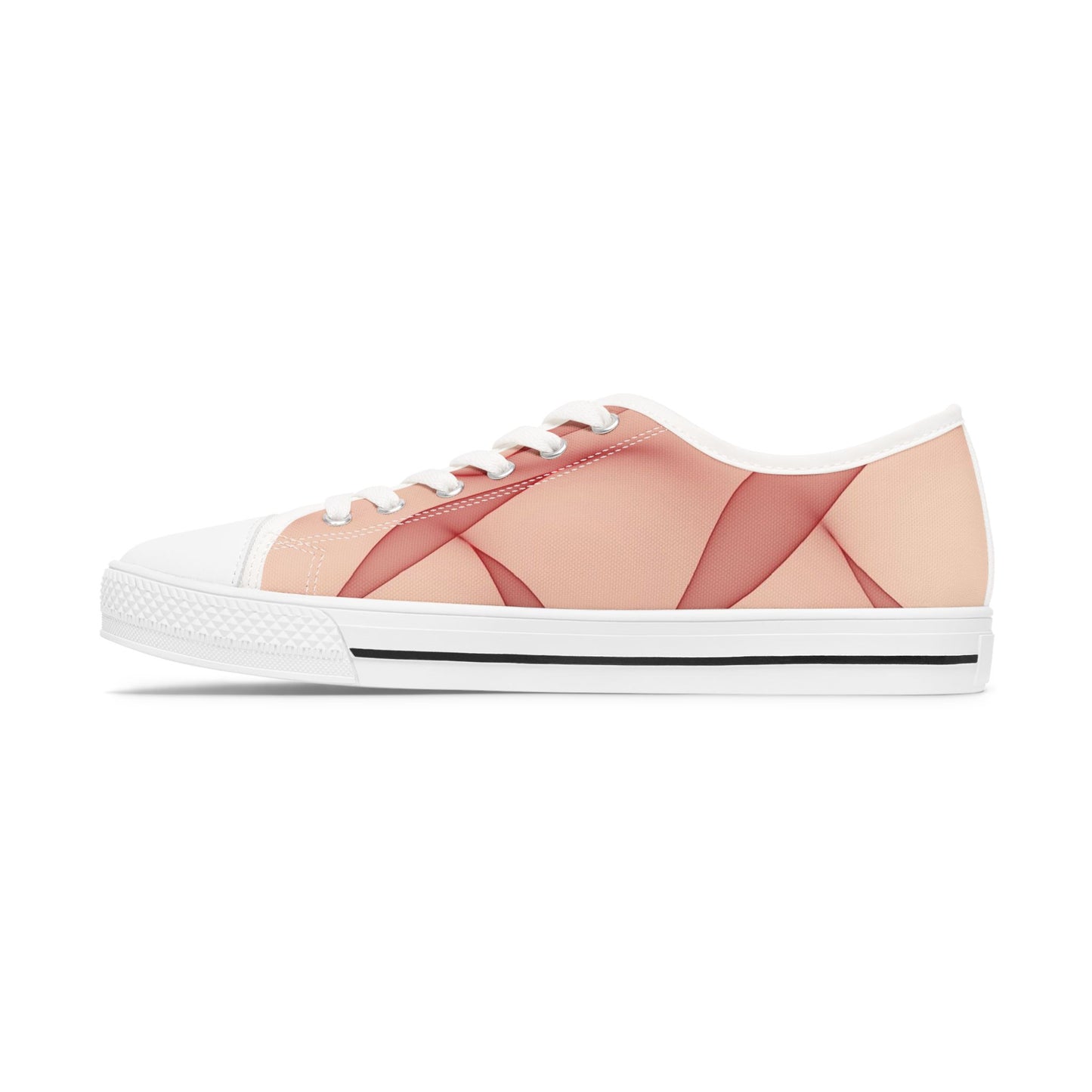 Pink Abstract Wave Low Top Sneakers — Women's Casual Canvas Shoes