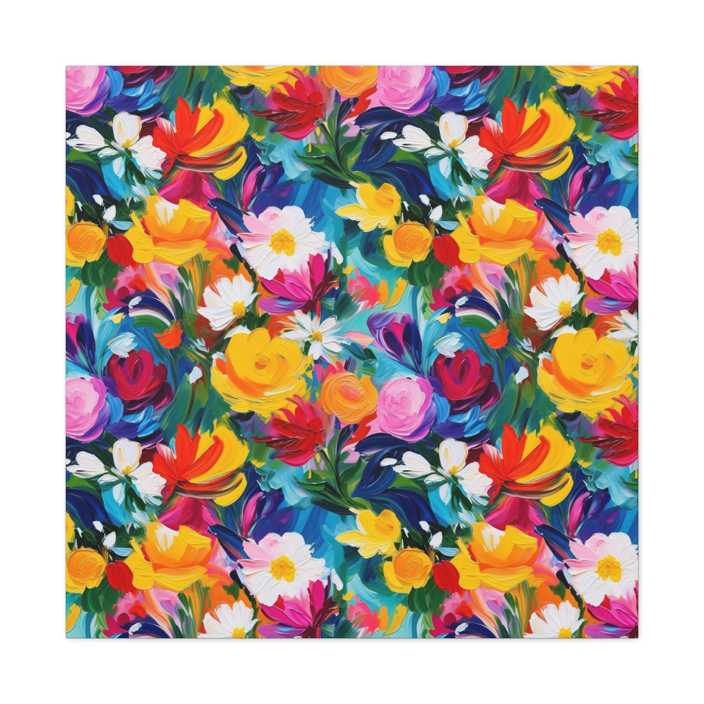 Vibrant Floral Matte Canvas Wall Art — Colorful Garden Print, Stretched 1.25"