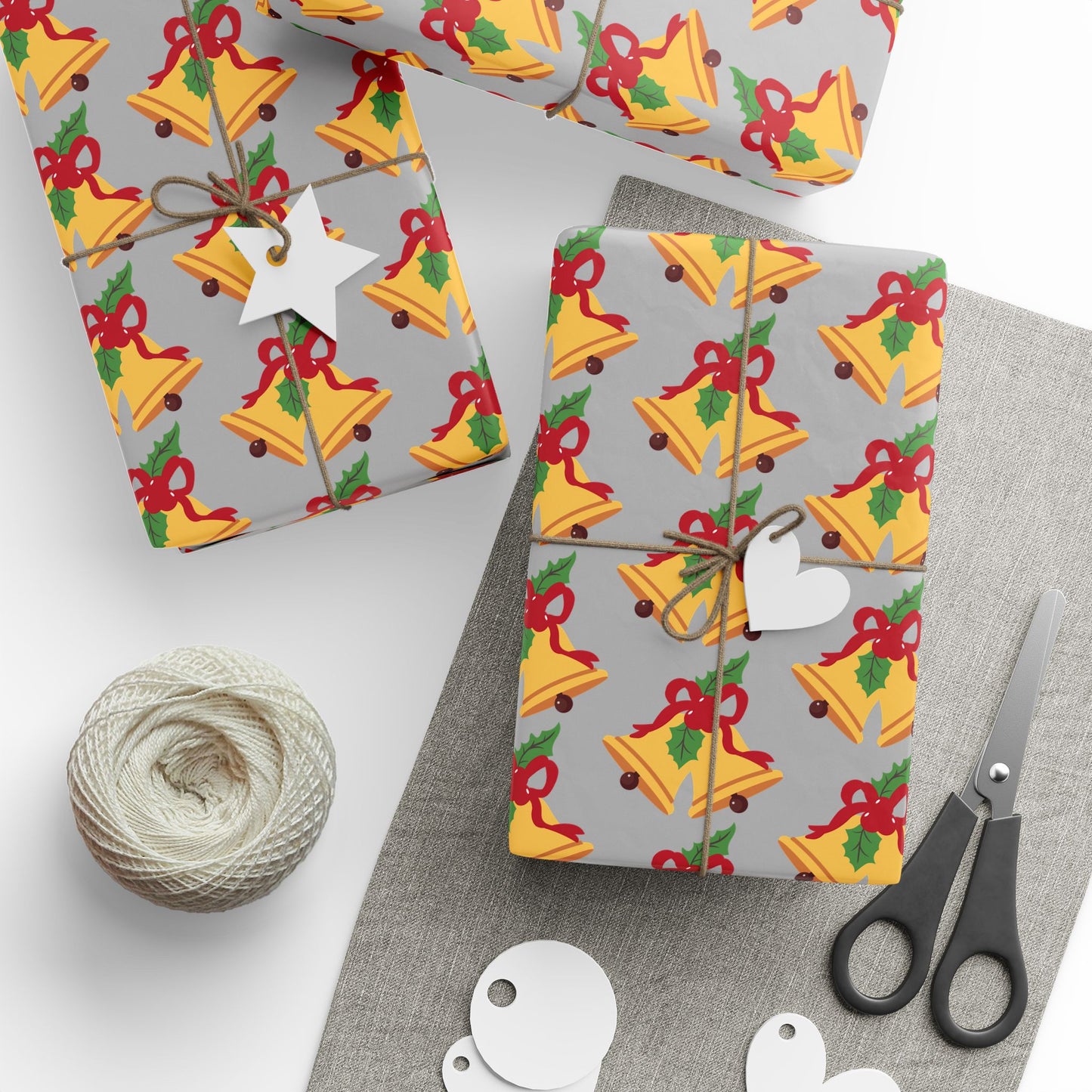 Holiday Bell Pattern Wrapping Paper — Festive Christmas Gift Wrap Roll