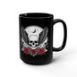 Black Skull & Roses Mug — 15oz Gothic Coffee Cup with Wings and Moon Design
