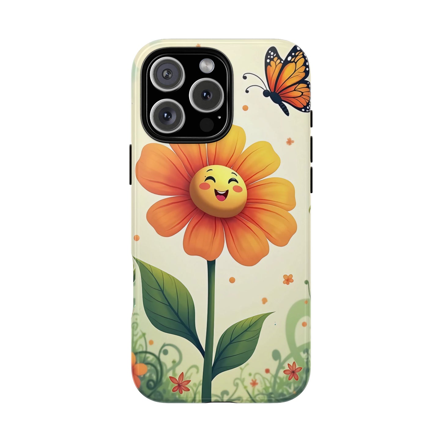 Floral Phone Case with Butterfly Design, Cute Flower Phone Cover for Nature Lovers, Eco-Friendly Gift, Spring Vibes, Birthday Present