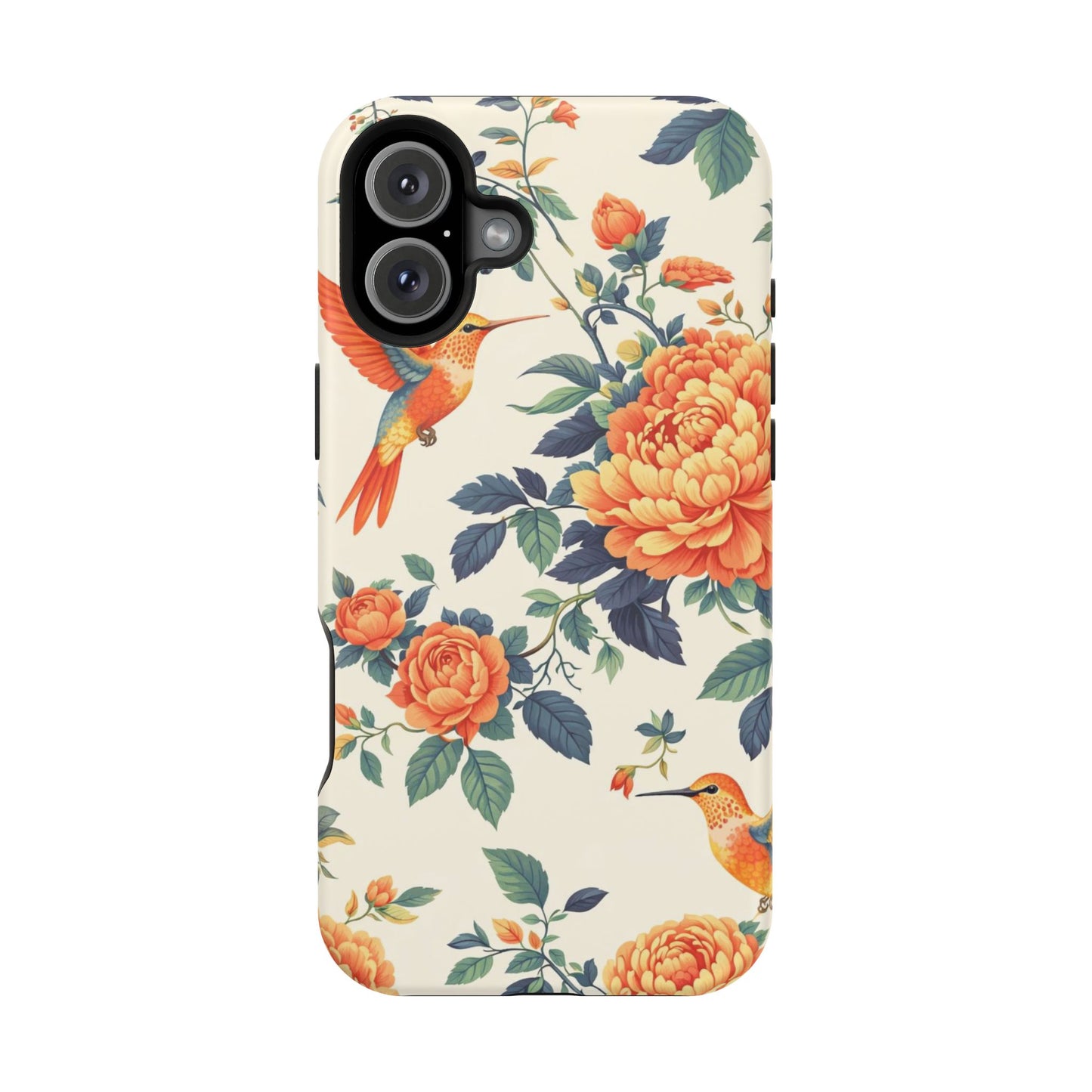 Floral Hummingbird Magnetic Phone Case — Impact-Resistant Protective Cover