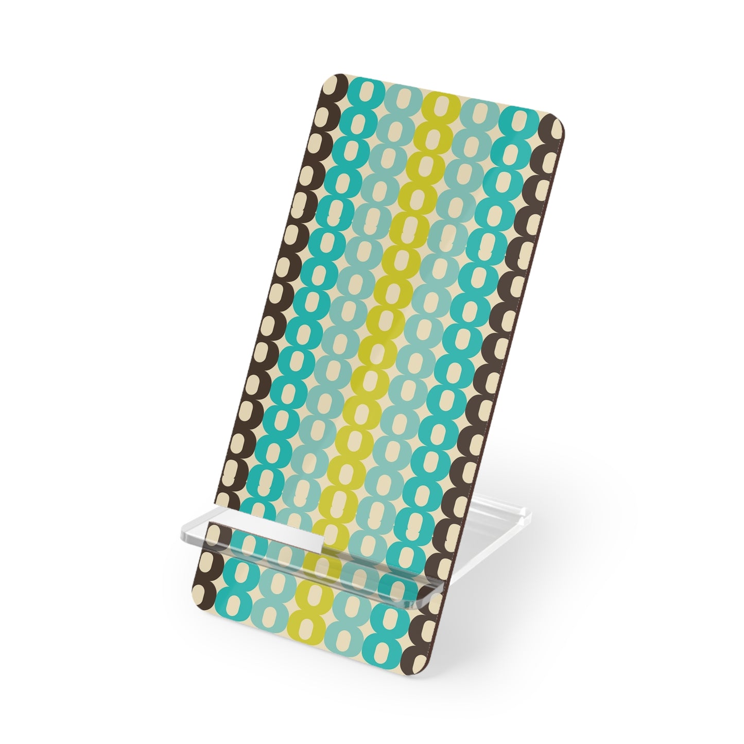 Retro Geo Pattern Phone Stand — Foldable Acrylic Mobile Display Stand