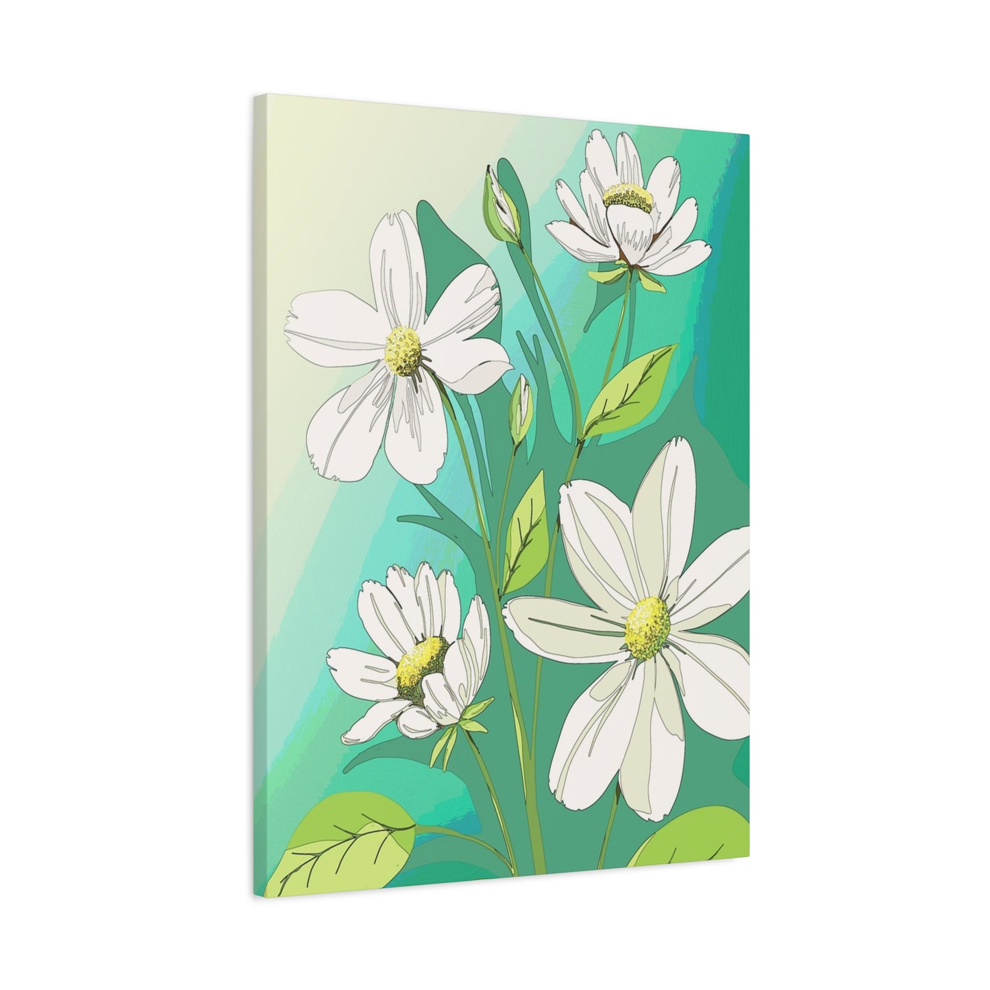 Matte Canvas, Stretched, 1.25" White Flowers