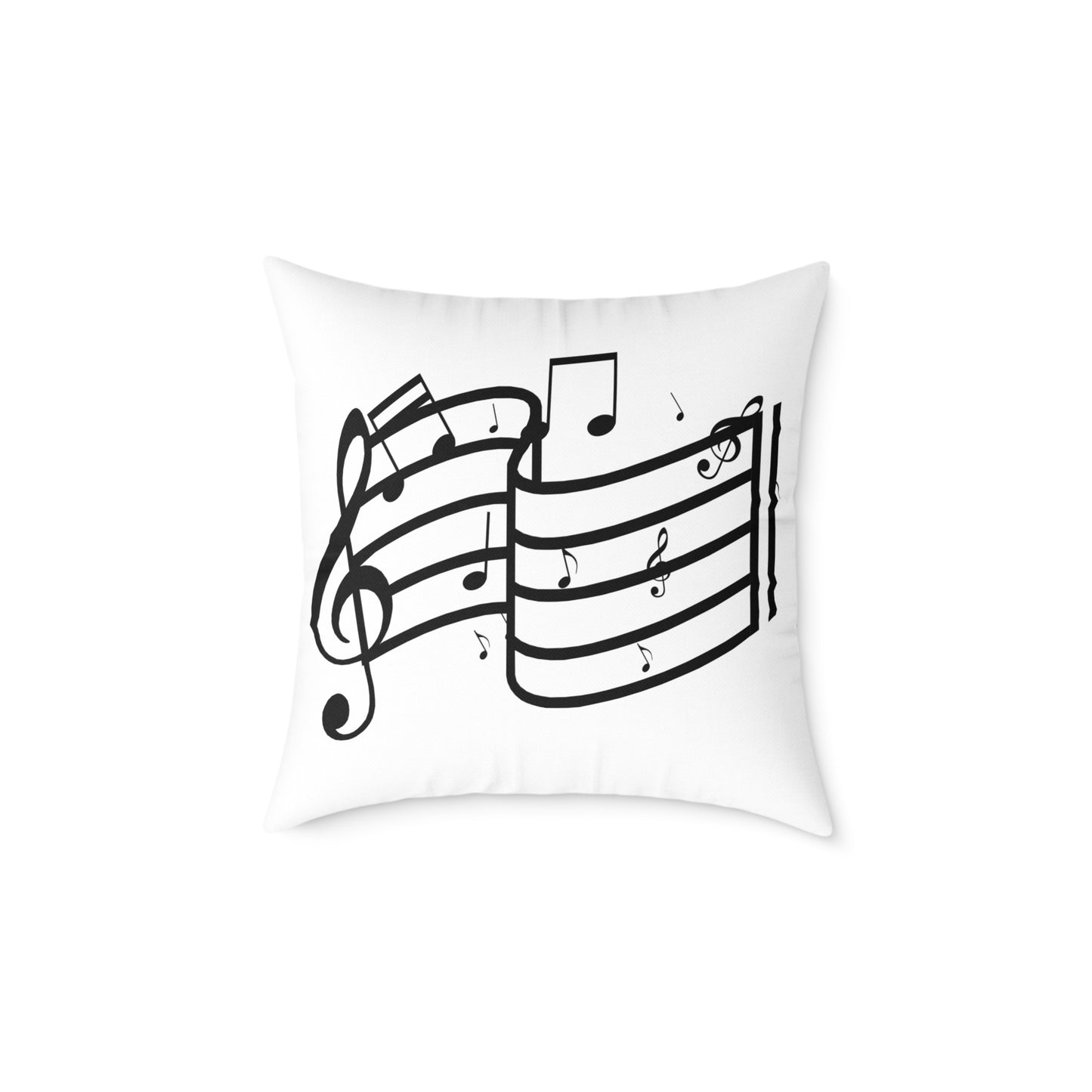 Music Notes Square Throw Pillow - Black Treble Clef Sheet Design
