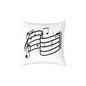 Music Notes Square Throw Pillow - Black Treble Clef Sheet Design