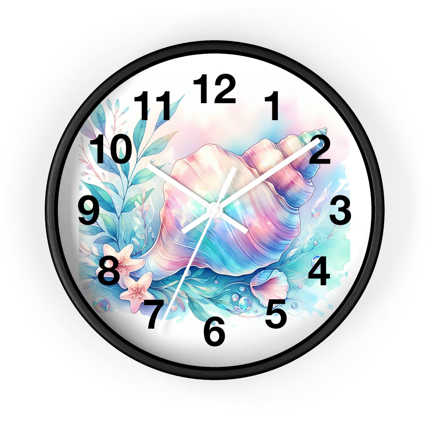 Seashell Pastel Wall Clock — Beachy Coastal Home Decor