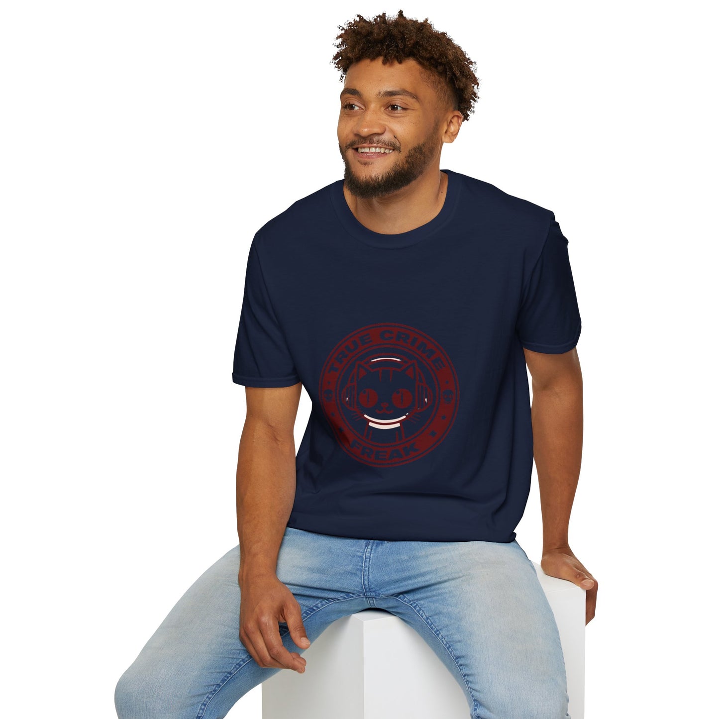 True Crime Freak Cat T-Shirt – Cute Kitty Badge Tee for True Crime Fans