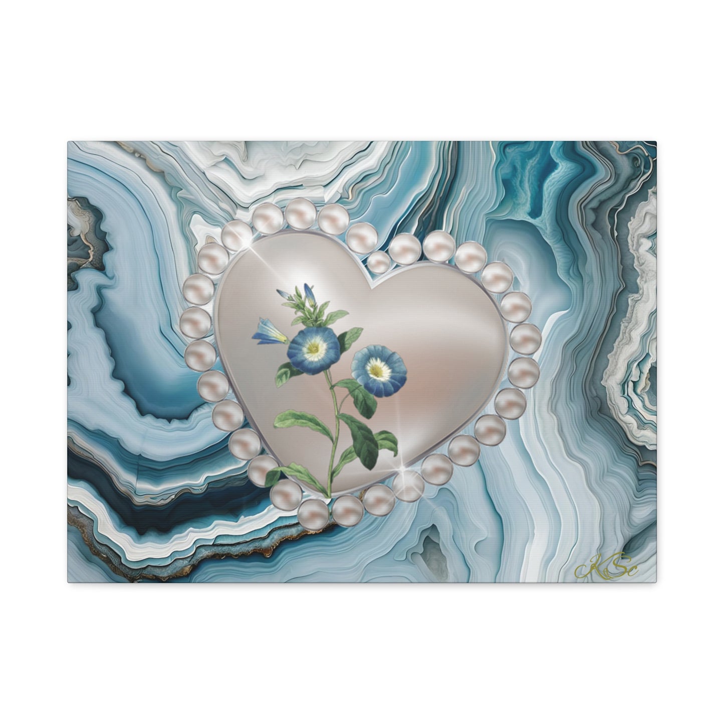 Elegant Floral Heart Canvas Wall Art, Modern Home Decor, Gift for Her