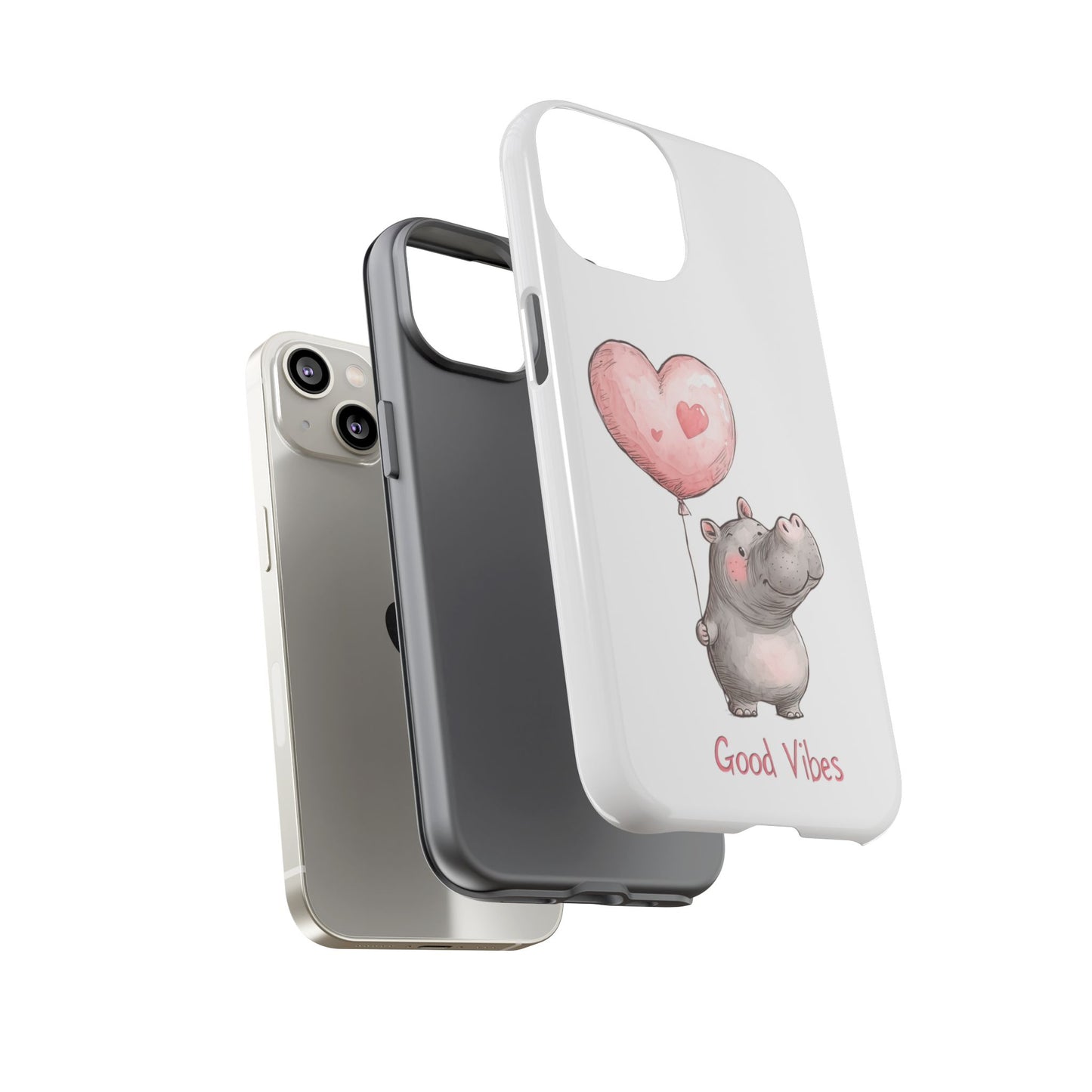 Cute Hippo Phone Case - Good Vibes Design, Animal Lover Gift, Fun Accessory, Birthday Present, Phone Accessories