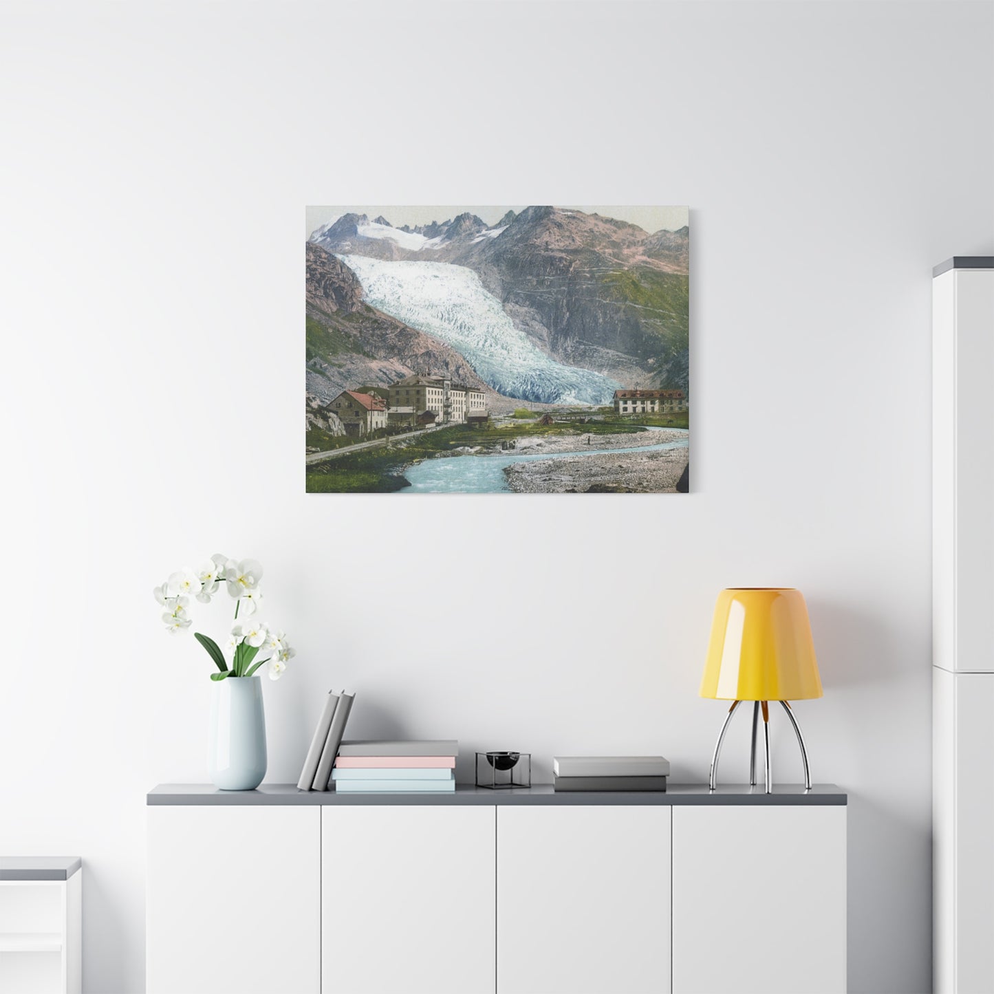 Glacier Village Matte Canvas Print