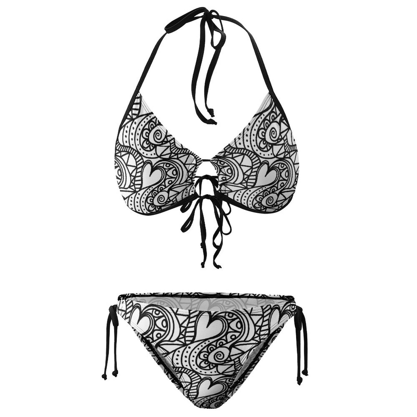 Plus Size Halter Tie Front Bikini Set