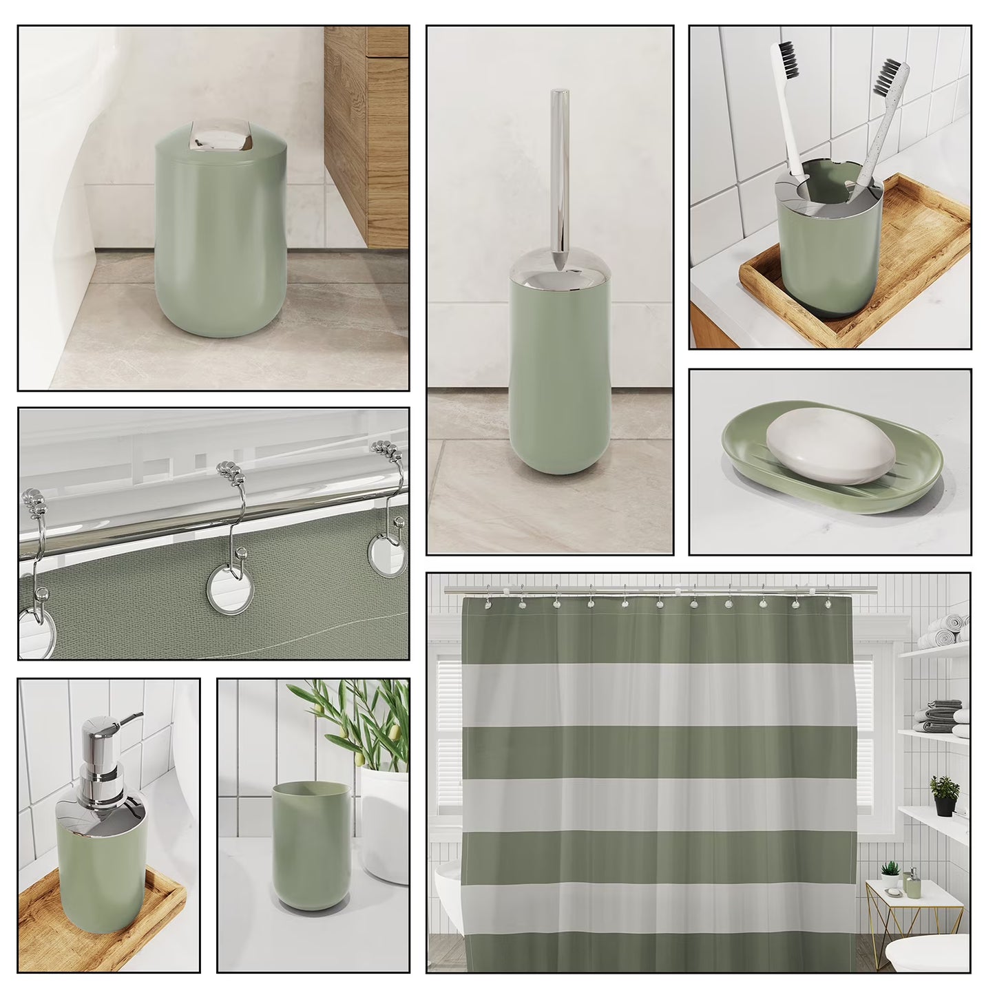 Hearth & Harbor 20 Piece Bathroom Accessories Set, Sage Green Bathroom Decor Set