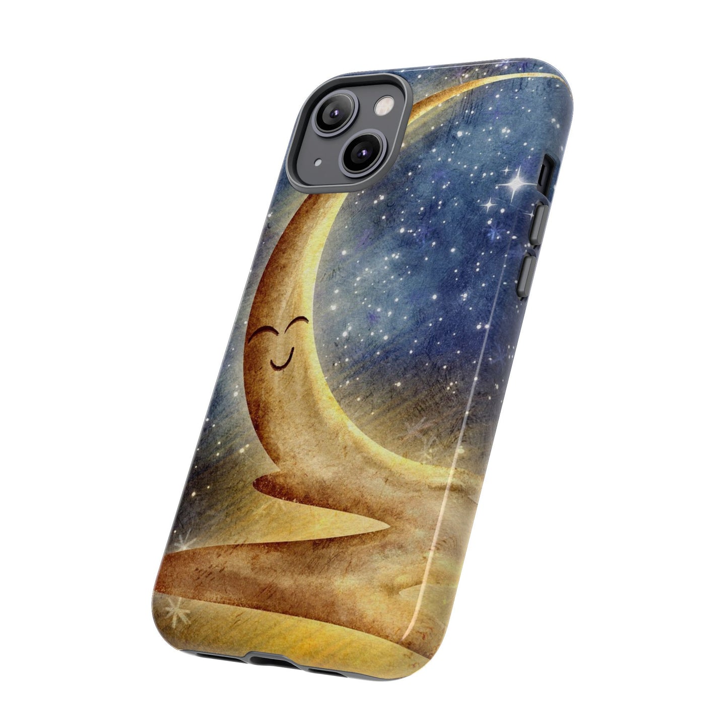 Moonlit Smile Phone Case — Starry Night Crescent Moon iPhone Cover