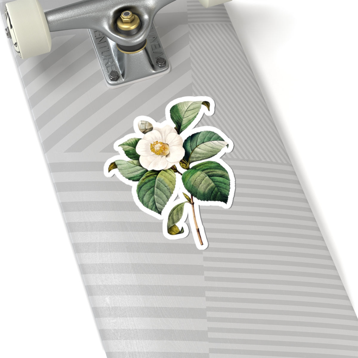 Vintage Camellia Flower Sticker — Botanical Kiss-Cut Decal for Laptops & Journals